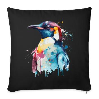 Watercolor Penguin Cute Colorful Penguins Lover - Sofa pillowcase 17,3'' x 17,3'' (45 x 45 cm) - black - Front