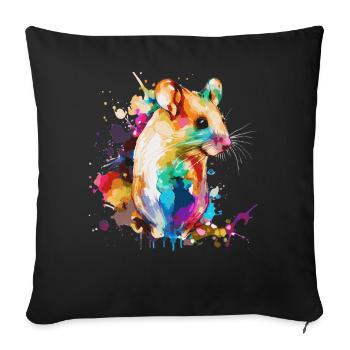Watercolor Mouse Cute Colorful Pet Mouse Rodent Lo - Sofa pillowcase 17,3'' x 17,3'' (45 x 45 cm) - black - Front