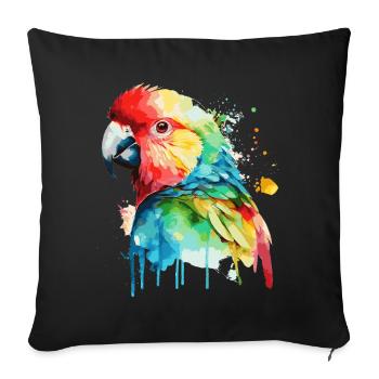 Watercolor Red Macaw Parrot Colorful Bird Lovers - Sofakissenbezug 45 x 45 cm - Schwarz - Vorne