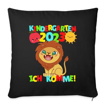 Kindergarten ich komme Löwe Kindergartenkind 2022 - Sofakissenbezug 45 x 45 cm - Schwarz - Vorne