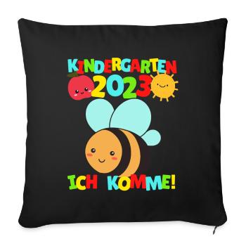 Kindergarten ich komme Biene Kindergartenkind 2022 - Sofakissenbezug 45 x 45 cm - Schwarz - Vorne