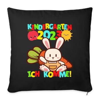 Kindergarten ich komme Hase Kindergartenkind 2022 - Sofakissenbezug 45 x 45 cm - Schwarz - Vorne