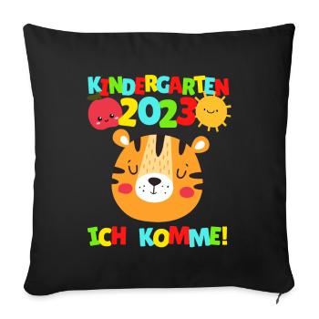 Kindergarten ich komme Tiger Kindergartenkind 2023 - Sofakissenbezug 45 x 45 cm - Schwarz - Vorne