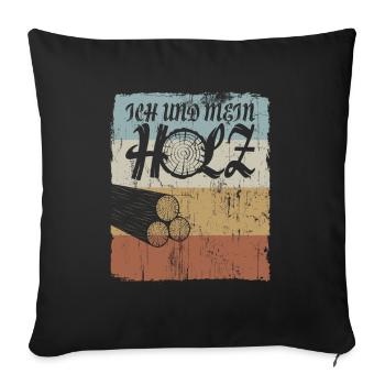 Moi et mon bois - Drôle de charpentier - Housse de coussin décorative 45 x 45 cm - noir - Devant