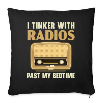 I tinker with radios after bedtime Ham R - Sofa pillowcase 17,3'' x 17,3'' (45 x 45 cm) - black - Front