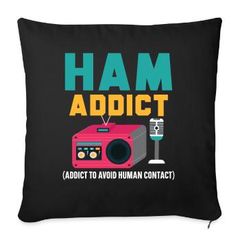 Amateur Opérateur radio Transmission Radio amateur - Housse de coussin décorative 45 x 45 cm - noir - Devant
