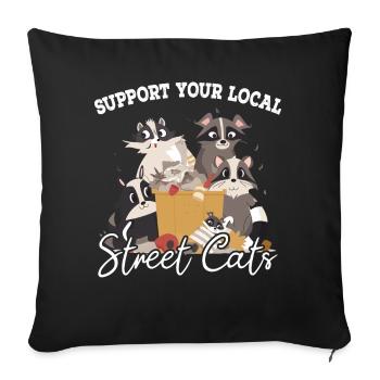 Support Your Local Street Cats Waschbär Opossum - Sofakissenbezug 45 x 45 cm - Schwarz - Vorne