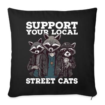 Support Your Local Street Cats Raccoon Opossum - Sofa pillowcase 17,3'' x 17,3'' (45 x 45 cm) - black - Front