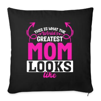 Voici à quoi ressemble la meilleure maman du monde - Fête des mères - Housse de coussin décorative 45 x 45 cm - noir - Devant