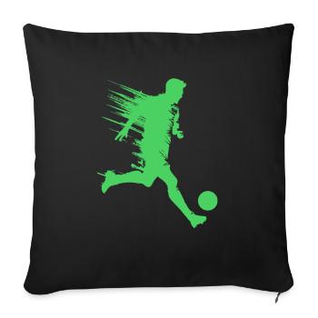 Silhouette de footballeur - Housse de coussin décorative 45 x 45 cm - noir - Devant