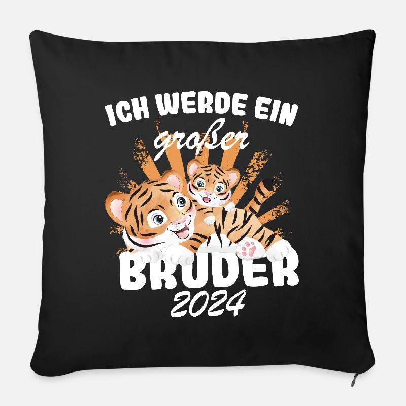 Ich Werde Großer Bruder 2024 - Sofakissenbezug 45 x 45 cm - Schwarz