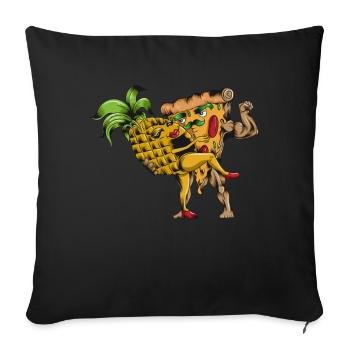 pizza restauration rapide plats d’amour pizza ananas - Housse de coussin décorative 45 x 45 cm - noir - Devant