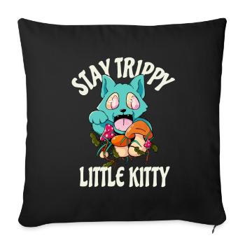 Acid Kätzchen Lustige Hippie Katze Psychedelisch - Sofakissenbezug 45 x 45 cm - Schwarz - Vorne