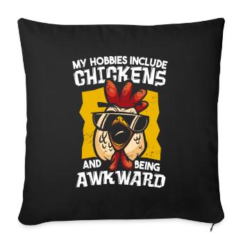 Funny Chicken Rooster Poultry - Sofa pillowcase 17,3'' x 17,3'' (45 x 45 cm) - black - Front