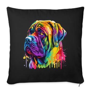 Watercolor English Mastiff Colorful Pet Mastiffs D - Sofakissenbezug 45 x 45 cm - Schwarz - Vorne
