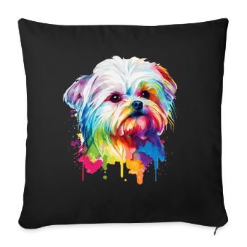 Watercolor Maltese Cute Colorful Pet Dog - Sofa pillowcase 17,3'' x 17,3'' (45 x 45 cm) - black - Front