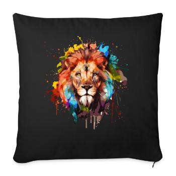 Watercolor Lion Head Colorful Safari African Wildl - Sofa pillowcase 17,3'' x 17,3'' (45 x 45 cm) - black - Front