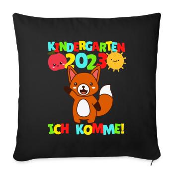 Kindergarten ich komme Fuchs Kindergartenkind 2023 - Sofakissenbezug 45 x 45 cm - Schwarz - Vorne
