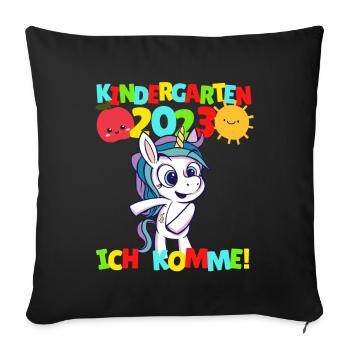 Kindergarten ich komme Kita Kindergartenkind 2023 - Sofakissenbezug 45 x 45 cm - Schwarz - Vorne