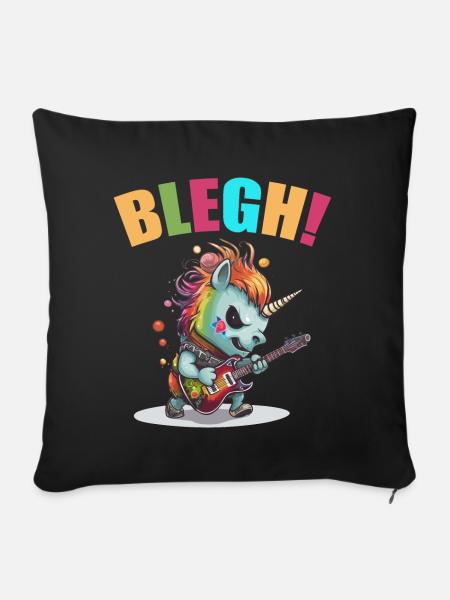 Blegh Heavy Metal Metalcore Einhorn - Sofakissenbezug 45 x 45 cm - Schwarz