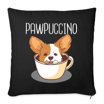Pawpuccino Puppucino Dog in Coffee Cup Corgi - Sofa pillowcase 17,3'' x 17,3'' (45 x 45 cm) - black - Front