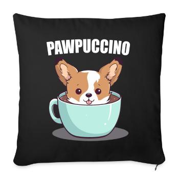 Pawpuccino Puppucino Dog in Coffee Cup Corgi - Sofa pillowcase 17,3'' x 17,3'' (45 x 45 cm) - black - Front