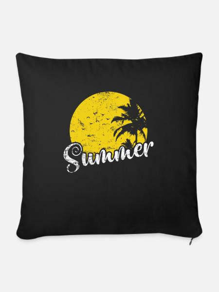 Summer Palmen Baum Urlaub Strand - Sofakissenbezug 45 x 45 cm - Schwarz