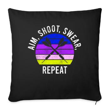 Fléchettes Sport Club, Jeu de fléchettes, Fléchettes Arrow Sport - Housse de coussin décorative 45 x 45 cm - noir - Devant