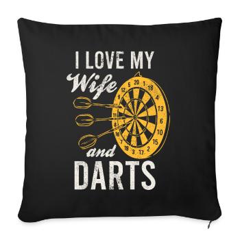 Fléchettes Sport Club, Jeu de fléchettes, Fléchettes Arrow Sport - Housse de coussin décorative 45 x 45 cm - noir - Devant