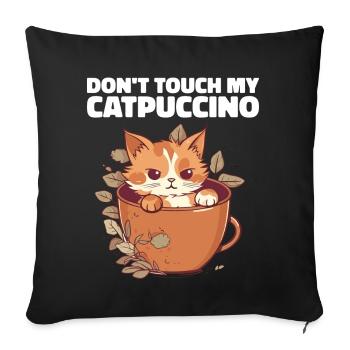Catpuccino Katze in Kaffee-Tasse - Sofakissenbezug 45 x 45 cm - Schwarz - Vorne