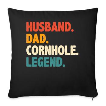 Mari Papa Cornhole Légende - Housse de coussin décorative 45 x 45 cm - noir - Devant