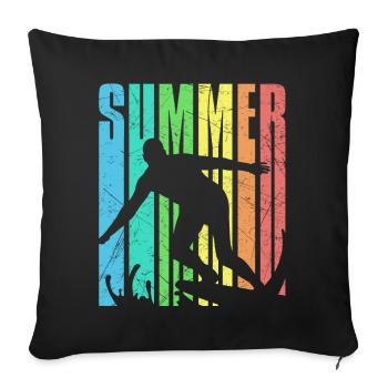 Surfin Summer vintage surfer 2023 - Sofa pillowcase 17,3'' x 17,3'' (45 x 45 cm) - black - Front