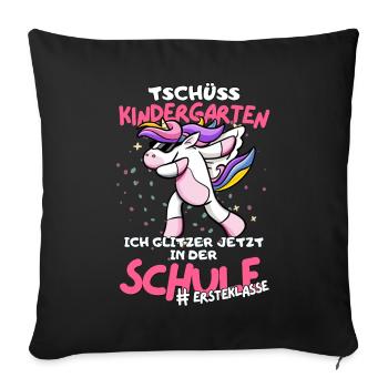Magisches Einhorn Schulkind Design für Mädchen - Sofakissenbezug 45 x 45 cm - Schwarz - Vorne