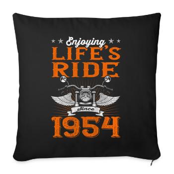 Profiter de la vie depuis 1954 Moto 69ème - Housse de coussin décorative 45 x 45 cm - noir - Devant