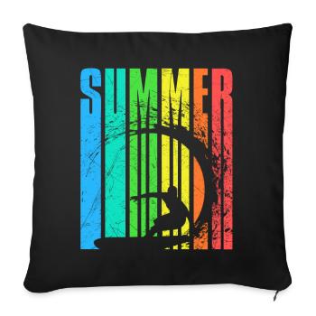 Surfin Summer 2023 colourful surfer - Sofa pillowcase 17,3'' x 17,3'' (45 x 45 cm) - black - Front