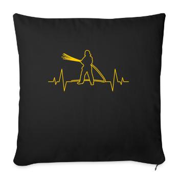 Firefighter heartbeat - Sofa pillowcase 17,3'' x 17,3'' (45 x 45 cm) - black - Front