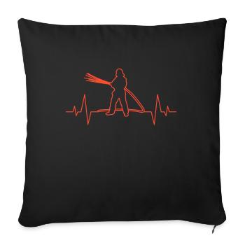 Firefighter heartbeat - Sofa pillowcase 17,3'' x 17,3'' (45 x 45 cm) - black - Front