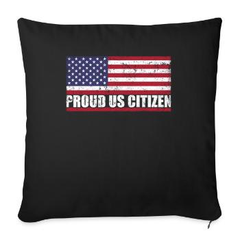 Fier citoyen américain Drapeau des États-Unis patriotique - Housse de coussin décorative 45 x 45 cm - noir - Devant