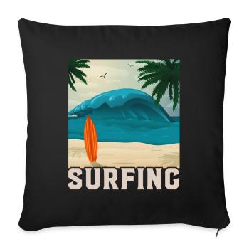 Summer Surfing Beach Vacation Gift - Sofa pillowcase 17,3'' x 17,3'' (45 x 45 cm) - black - Front