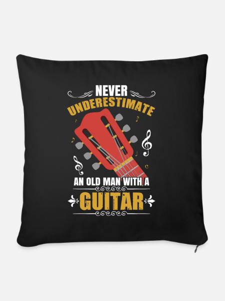 Never Underestimate An Old Man With A Guitar - Sofa pillowcase 17,3'' x 17,3'' (45 x 45 cm) - black