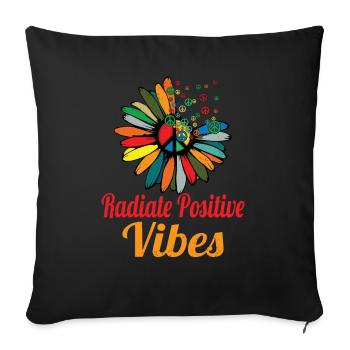 Hippie Peace Sign Peace Flowers Flower Child - Sofa pillowcase 17,3'' x 17,3'' (45 x 45 cm) - black - Front