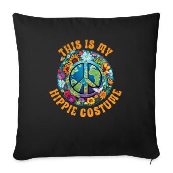 Hippie Peace Zeichen Frieden Blumen Blumenkind - Sofakissenbezug 45 x 45 cm - Schwarz - Vorne