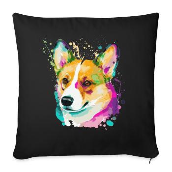 Watercolor Corgi Cute Colorful Pet Dog - Sofa pillowcase 17,3'' x 17,3'' (45 x 45 cm) - black - Front