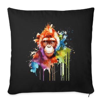 Watercolor Monkey Colorful Wildlife Animal Lover - Sofa pillowcase 17,3'' x 17,3'' (45 x 45 cm) - black - Front