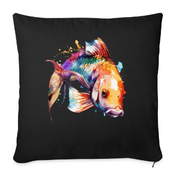 Watercolor Carp Fish Colorful Fishermen Fishing - Sofa pillowcase 17,3'' x 17,3'' (45 x 45 cm) - black - Front