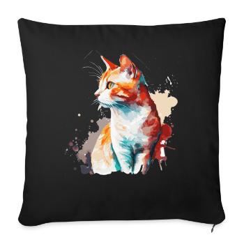 Watercolor European Shorthair Cat Colorful Cat Lov - Sofa pillowcase 17,3'' x 17,3'' (45 x 45 cm) - black - Front