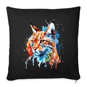 Watercolor Bobcat Animal Colorful Wildlife Hunter - Sofakissenbezug 45 x 45 cm - Schwarz - Vorne