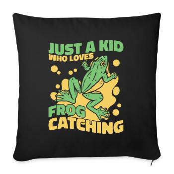 Juste un enfant qui aime attraper des grenouilles - Housse de coussin décorative 45 x 45 cm - noir - Devant