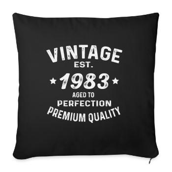 Millésime 1983 né rétro anniversaire - Housse de coussin décorative 45 x 45 cm - noir - Devant