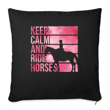 Filles à cheval Chevaucher des enfants - Housse de coussin décorative 45 x 45 cm - noir - Devant
